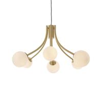 Ceiling Pendant Light Satin Brass Plate & Opal Glass 6 x 3W LED G9