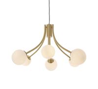 Ceiling Pendant Light Satin Brass Plate & Opal Glass 6 x 3W LED G9