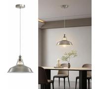 Ceiling Pendant Light Satin Nickel Metal 30cm Shade Adjustable Cable