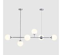 Ceiling Pendant Lighting, Mid-Century Glass Globes Sputnik Pendant, LED 6-Light Hanging Adjustable Chandelier for Kitchen Island Living Dining Room