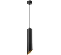 Ceiling Pendant Long Tube Black & Gold Inner Light
