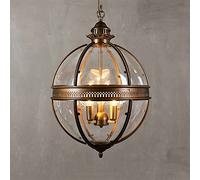 ceiling Pendant V-intage Globe 3 Lights Farmhouse Barn E14 Transparent Glass Metal Painting Wrought Iron Loft Chandeliers Compatible with Living Dinning Room American Country Retro Chandel