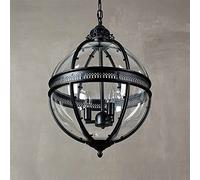 ceiling Pendant V-intage Globe 3 Lights Farmhouse Barn E14 Transparent Glass Metal Painting Wrought Iron Loft Chandeliers Compatible with Living Dinning Room American Country Retro Chandel