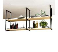 Ceiling Planter Holder Durable Solid Wood & Metal Flower Shelf Stylish Space Saving Black Display Rack for Home Balcony Bars & Shops Creative Plant Stand