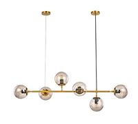 ceiling Postmodern Minimalist Strips Glass Magic Bean Chandelier,Adjustment Ceiling Light for Kitchen Island Dining Room, Molecules Chandeliers,E26 Base, Not Included-Cognac