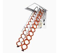 Ceiling Pull Down Loft Ladder - Telescoping Folding Attic Stairs with Non-Slip Steps - Indoor Space-Saving Solution for Easy Access to Attic