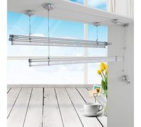 Ceiling Pulley Clothes Drying Rack - Wall-Mounted & Laundry Airer Space-Saving Towel Rail Height Ideal for Indoor & Outdoor Use