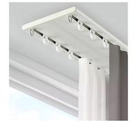 Ceiling Rail System, Ultra Thin Double Trac, Silent Glide Aluminium Curtain Rod for Home & Office Room Divider, Flexible Length Options Available