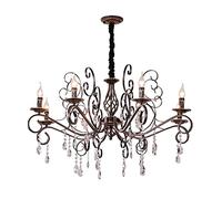 ceiling Retro Crystal Living Wroug Iron 6-Head Candle Chandelier Lig Luxury Minimalist Club Hotel Lobby Villa Decoration Pendant European Country Ceiling Ligs for Dining Room