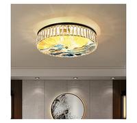 ceiling Retro Ligs Fixture, Painted Enamel Lamp Chinese Crystal Hanging Lig Stained Glass Luxury Classic Study Master Bedroom Ceiling Lig, LED Chandelier