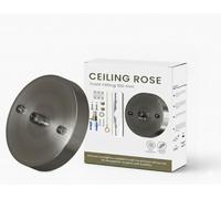 Ceiling Rose Chrome 100mm Front Fitting One Outlet Modern Lighting Plate Sleek Round Metal Base 25mm Height Easy Install UK Home Pendant Fixture Durable Electroplated Design Secure Fit Universal Use