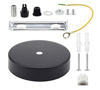 Ceiling Rose Pendant Cable Grip Flex Clamp Plate for Light Fitting 100mm Choose Hanging Lamp Multi Colour Full Set (Black)