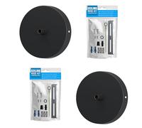Ceiling Rose Pendant Cable Grip Flex Clamp Plate for Light Fitting 100mm Diameter Vintage Metal Fitting Light Base UK Lighting 2Pack (Black Sidefitting)