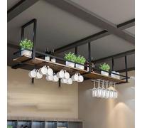Ceiling Shelf - Ceiling Hanging Wine Rack, Metal Floating Shelves Wall Mounted Wine Glass Holder Hanging Decor Storage Rack With Stemware Holder, for Bar, Cafe (Size : 140X30X50CM)