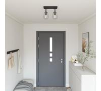 Ceiling Spotlight Black Glass & Metal 33x13x26cm Adjustable Matte Lamp Rotatable [EEK: Unbranded]