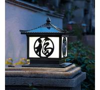 Ceiling Square Post Dusk to Dawn LED Deck Fence Cap Lights Waterproof Pillar Top Lantern Red Black Column Light Bronze Exterior Pole Pier Mount Lamp Solar Powered Outdoor Chande