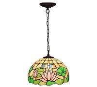 ceiling Stained Glass Dragonfly Style Pendant Light 12 Inch Wide for Kitchen Island Foyer Bedroom Pink Shade Chandelier Ceiling Fixture