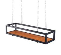 Ceiling Storage Shelf,Ceiling-Mounted Black Metal Floating Shelves - Iron Chain Wall Planter Rack for Wine Bottles, Plants, Books, Spices - Decorative Hanging Ledge Display (A, 100x25x15cm)