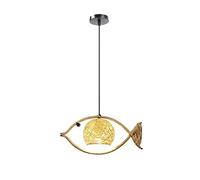 ceiling Straw Rope Fish Shape Chandelier Weave Wicker Rattan Pendant Light Rustic Farmhouse Hanging Lamp Ceiling Lighting Fixture for Restaurant Living Room Bedroom Cafe Shop