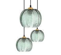 ceiling Striped Glass Pendant Light Set Nordic Ribbed Chandelier with 3 Lights Green Pumpkin Shade Black Cluster for Kitchen Island Mid Century Style Lighting