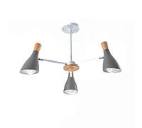 ceiling Study Bedroom Dining Room Living Room,Atmosphere Creative Wooden Decoration Chandelier,E27 Nordic Log Buttons Chandelier-White. 3 Head
