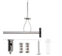 Ceiling Support Kit for Shower Curtain Rail, Adjustable 1.5 m Suspension Bracket for Straight, Corner and L-Shaped Shower Rails or Wardrobe Rails, Chrome