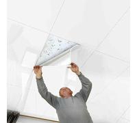 Ceiling Tiles Panels coving Bathroom Peel & Stick Ceiling Panels - Self Adhesive PVC Ceiling Tiles Glue Up - Decorative Office Tiles, No Nails Needed, Washable White Ceiling Boards(40 pcs)