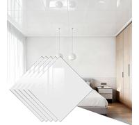 Ceiling Tiles Panels Coving Pure White Glossy Ceiling Tiles Peel and Stick, Soundproof Thickened PVC Foam Wallpaper, Upgraded Drop Ceiling Panels for Nursery Room Bedroom(10pcs)