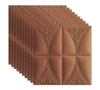 Ceiling Tiles Panels Coving PVC 3D Textured Panels Faux Embossed, Antique Decorative Ceiling Tiles Wallpaper 2.3×2.3 ft, Peel And Stick Home Interior DIY Wainscoting(Brown,30pcs)