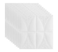 Ceiling Tiles Panels Coving PVC 3D Textured Panels Faux Embossed, Antique Decorative Ceiling Tiles Wallpaper 2.3×2.3 ft, Peel And Stick Home Interior DIY Wainscoting(White,50pcs)