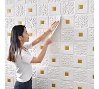 Ceiling Tiles Panels Coving Suspended Ceiling/Wall Tiles (Pack of 10, Covered 52 Sq.Ft), Self Adhesive PVC 3D Textured Panels, 70×70 cm DIY Wallpaper for Living Room Decor(20pcs)