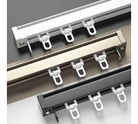 Ceiling Track Room Divider Kit Adjustable 3.3FT-19.7FT for RV Partitions Extra Thick Quiet Operation Metal Hooks Ceiling & Wall Mount Black Color