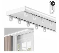 Ceiling Track Sliding System12.1ft Silent Glide Aluminum Rail for Office & Room DividerVersatile White 370cm Solution for Space Optimization & Modern Design