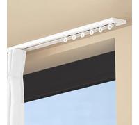 Ceiling Track System 16.4ft White & Black Aluminum Rod for Drapes Wall/Ceiling Mount Perfect for Room Dividers Shower Curtains and Home Decor Accessories