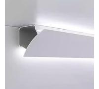 Ceiling Trim Molding,Aluminum Crown Moulding Channel for LED Strips, Wall/Ceiling Diffuser, Indirect Lighting Trim for Living Room & Bedroom Decor, 2.4m (8ft) LED Cove Track