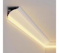 Ceiling Trim Molding,Crown Moulding LED Channel, Indirect Ceiling Lighting Trim, 5ft Drywall Diffuser for LED Strip, Track Light Cover, Molding for Home Decor, 1.5m LED Cove Light