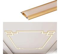 Ceiling Trim Molding,Gold LED Aluminum Channel with Clear PC Cover - Ceiling Crown Moulding Light Diffuser for Oriental Style Cove Lighting, 16.4ft/5m Track Lighting for Hallways