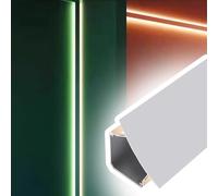 Ceiling Trim Molding,LED Strip Light Crown Moulding Channel - 2.4m (8ft) Aluminum Profile for Ceiling & Wall Corners, Baseboard Lighting Diffuser Trim for Skirting & Accent Lighting