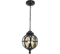 ceiling Vintage Lantern Pendant Light Spherical Glass Lampshade Hanging Lamp Waterproof Aluminum Exterior Retro Chandelier for Porch Patio Farmhouse Entryway Balcony Garden