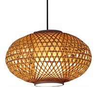 ceiling Vintage Rattan Woven Pendant Creative Wicker Single Light Chandelier E27 Base Bird Cage Shade Southeast Asian Style Decoration Hanging Lamp for Club Cafe Shop Farmhouse