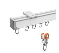 Ceiling/Wall Mount Curtain Tracks Single/Double Poles Rail Set for Home Decor Complete Installation Kit Included White Privacy Room Divider Guide Rail