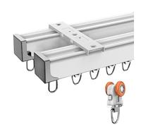 Ceiling & Wall Mount Curtain Tracks Single/Double Rail Set for Home Decor Includes All Installation Fittings Perfect for Privacy Room Dividers White Color