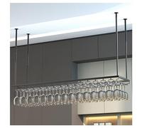 Ceiling Wine Glass Rack,Floating Iron Bottle Holder Wine Shelf,Adjustable Hanging Wine Holder Cabinet,Wine Glass Drying Rack for Bar and Restaurant (Color : Black, Size : 150cm)