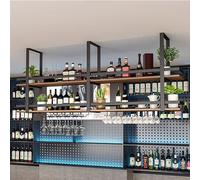 Ceiling Wine Rack Adjustable 2Tier WallMounteWine Bottle Holder Black Hanging Wine Storage for Bar Cafe KitchenSizes: 80/100/120/150cm