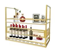 Ceiling Wine Rack, Metal Ceiling Wine Glass Rack, 2 Layer Hanging Wine Rack Display Wine Storage Holder Multifunctional, with Glass Holder for Home, Restaurant, Bar (GOLD, 120*30*50+40CM)
