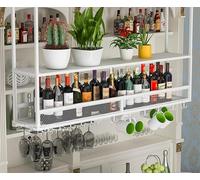 Ceiling Wine Rack with Stemware Holder, Floating Bar Unit and Hanging Design for Home, Restaurant, or Bar - Upside Down Wine Storage Solution