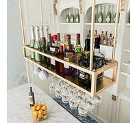 Ceiling Wine Racks Hanging Wine Rack Upside Down Wine Glass Holder Bar Hanging Cup Holder Wine Bottle Holder Storage Shelf Glass Holder (Metal, ld) (Size : 140x25x21cm)