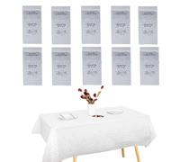 CEILIWEN 10 Pack Rectangular Plastic Tablecloths - White & Silver Party Table Covers (274x137cm) - Silver Polka Dots Tablecloth for Party, Wedding, Christmas, Festive Events