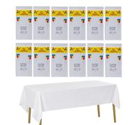 CEILIWEN 12-Pack White Plastic Table Cover - 274 x 137cm Rectangular Tablecloth, Solid Color Party Tablecloths, Ideal for Party, Wedding, Catering & Buffets