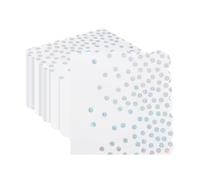 CEILIWEN 50PCS Silver Polka Dot Party Napkins, 32x32cm White & Silver Scalloped Edge Serviettes for Wedding, Birthday, Anniversaries, Christmas & Special Events